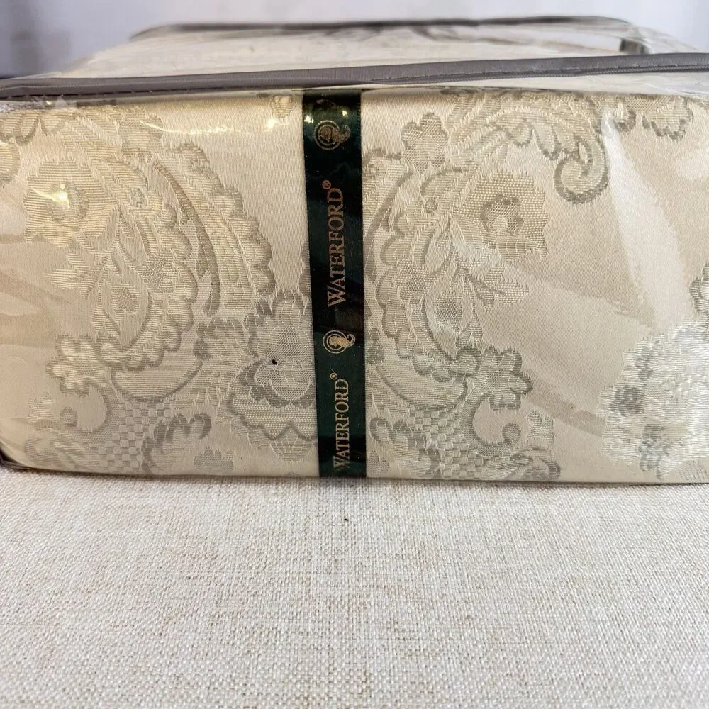 Waterford Bryanne Platinum Pole Top Drapes 50x84 Pair NEW Damask Curtains